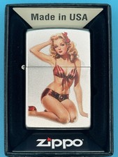Pinup Girl In Red Bikini Chrome Zippo Lighter NEW picture