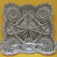 ANTIQ 1900 American Brilliant Period Lead  Crystal Tray Circa 1900  picture