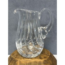Vintage Lead Crystal Heavy Clear Pitcher Swirled Pattern ~ 8