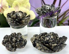 Wholesale Lot 3-4 Pcs Natural Black Pyrite Flowers Crystal Healing Energy picture