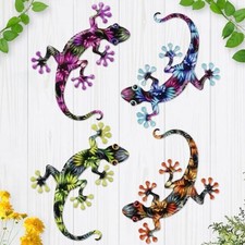 Junware 4 Pcs Metal Gecko Wall Art Outdoor Decor Metal Lizards Wall Decor Liz... picture