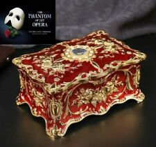 SANKYO  RED TIN ALLOY  RECTANGLE  MUSIC BOX   ♫ MUSIC OF THE NIGHT   ♫ picture