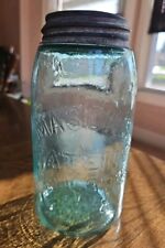 Mason's Jar Early Antique Aqua Glass Patent Nov 30th 1858 Bubbles & Wavy Glass picture