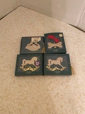 Lenox Vintage Christmas Ornaments Lot of 4 - 1994 Rocking Horses, Cat & Dog - Us picture