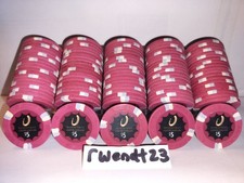 100 Horseshoe Cleveland $5 Poker Chips RHC Top Hat And Cane PAULSON Real Casino picture
