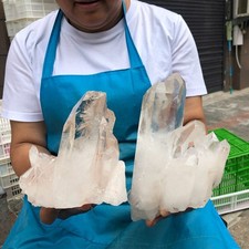 2pcs 6.53 LB Natural Clear Quartz Cluster Crystal Mineral Heals Specimen 6143 picture