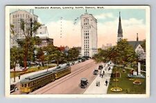 Detroit MI-Michigan, Woodward Avenue, Church and Park Vintage Souvenir Postcard picture