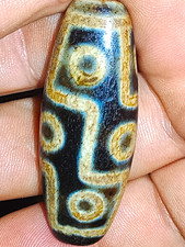 Pre-1400 Indo/Tibetan Old Agate 9 Eye Motif Dzi Bead 50*18*13mm 17.1 Grams  picture