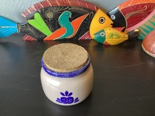 Vintage Loom o Spongeware Ceramic Canister Jar picture