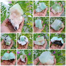 MIX LOT OF GREEN APOPHYLLITE CRYSTALS ( 12 NOS ) MINERAL SPECIMEN picture