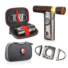 Luxury Cigar Clipper Lighter Set With Cutter Punch Travel Accessories Guillotine picture