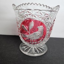 HOFFBAUER BYRDES 24% Lead Crystal Pedestal Candy Dish w/ Bird Design picture