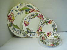 Rare Royal Cauldon Malvern Bone China Floral 5 Piece Place Setting Set picture