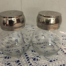Clear Glass Salt and Pepper Shakers, 2-ct. Never Used Hard Plastic Tops￼￼ picture