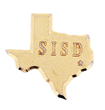 SISD Texas Map Gold Tone Lapel Hat Pin picture