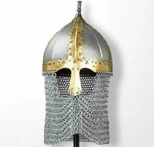 Medieval Russian Boyar Functional Helmet Chainmail Liner with wood stand Decor picture