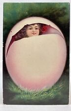 Artist Unsigned | Colorful Litho | Woman In Egg | Victorian Style | Easter 1900s picture