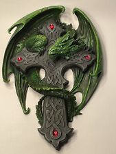 Celtic Woodland Guardian Dragon On Crucifix ~Wall Mount Plaque~ Heavy Resin New picture