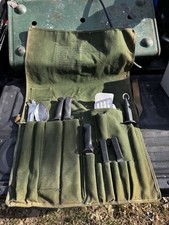 Vintage 1954 US Military Field Kitchen Utensil Set BICO Canvas Roll picture