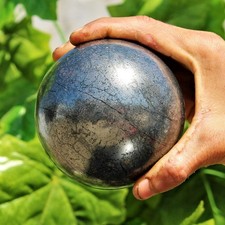 Superb Silver HEMATITE Natural Crystal Home Decor Handmade Gift Sphere 95mm picture
