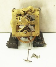 Vtg antique Ingraham regulator wall wind up clock mechanism movement picture