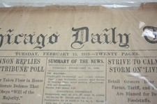 Chicago Tribune Newspaper Tuesday February 15th, 1910 Headlines picture