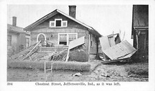 H60/ Jeffersonville Indiana Postcard 1937 Chestnut Street Flood Disaster picture