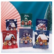 Set of 6 - 3D Pop-Up Christmas Cards -arrange yourself- Santa, Pinguin & Snowman picture