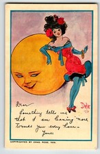 Dwig Signed Postcard Lady Moon Man Human Face Fantasy 1908 Chas Rose Series 21 picture