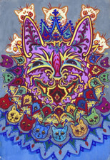 Louis Wain : Cat with Cat Necklace : Archival Quality Art Print 17x22 picture