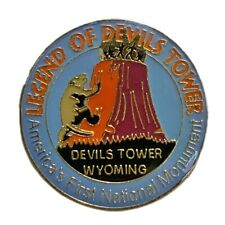 Vintage Devils Tower Wyoming Legend of Devils Tower Travel Souvenir Pin picture