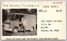 1971 Gospel Filmobile CB Radio Richland WA Postcard Sgt. Don F. McCaw B31 picture