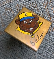 Vintage Cub Scouts Baloo Bear Character Gold Diamond Enamel Lapel Pin picture
