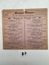 December 1938 Carlson Theatre Mayville New York Movie Calendar Mailing Card picture
