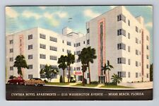 Miami Beach FL-Florida, Cynthia Hotel Apartments, Advertising Vintage Postcard picture