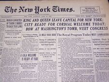 1939 JUNE 10 NEW YORK TIMES - KIND & QUEEN LEAVE CAPITAL FOR NEW YORK - NT 610 picture