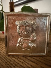 Vintage Silver Plated A B Childs Block Coin Bank Stopper Missing Japan picture