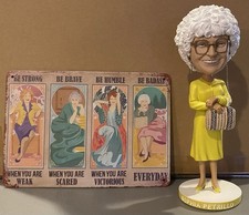 Golden Girls Sophia Petrillo Bobblehead W/ Broken Glass Chain & Metal Wall Sign picture