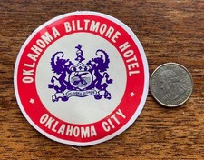 Oklahoma City OK STICKER Vintage Flight Travel Hotel Sea Steamer Trunk Luggage picture