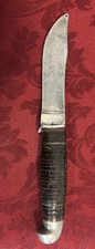 Vtg Shapleigh’s St. Louis USA S 95 Fixed Blade Hunting Knife Stacked Leather picture