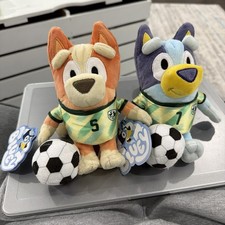 2026 SOCCER BLUEY & BINGO SET 2 Stuffed Plush w/Uniform & Ball 7.5