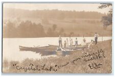 1906 Scene River Canoe Boat Crystal Lake New York NY RPPC Photo Antique Postcard picture