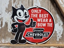 VINTAGE CHEVY PORCELAIN SIGN RARE OLD FELIX CHEVROLET DEALERSHIP CAR TRUCK CALI picture