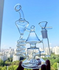 heady Coil Honeycomb Recycler rig pipes bong Glass Smoking Water shushi 14mmbowl picture