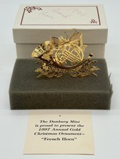 Stunning Danbury Mint 23k Gold Plated 1997 French Horn Christmas Ornament W/Box picture