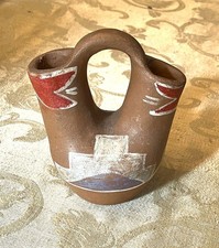 Vintage Pueblo Native American Hand Painted Earthenware Wedding Vessel picture