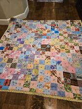 Vintage Quilt 9 Patch 71x81 Tied Tack Great Old Fabric picture