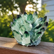 400g+ Rare Natural Green Phantom Quartz Crystal Cluster Raw Mineral Specimen Gif picture
