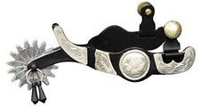 Showman Black Steel Jingle Bob Spurs w/ Silver Engraved Accents picture