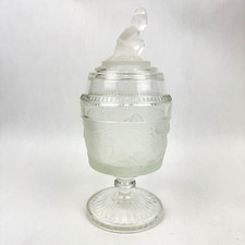 EAPG Gillinder & Sons Westward Ho Covered Sugar Footed Glass Compote Late 1800s picture